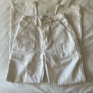 Abercrombie Ultra High Rise 90s Straight Jean Cream with Utility Details